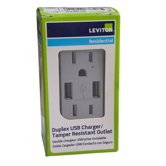 Leviton Other - Leviton Residential Duplex USB Charger T5632-GY Gray 15A/125V